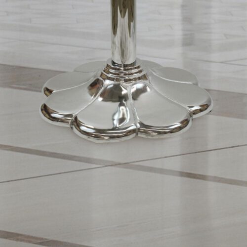 700 Series Polished Chrome Petal Table Base Close Up