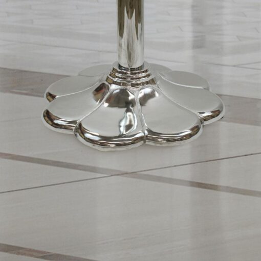 700 Series Polished Chrome Petal Table Base Close Up